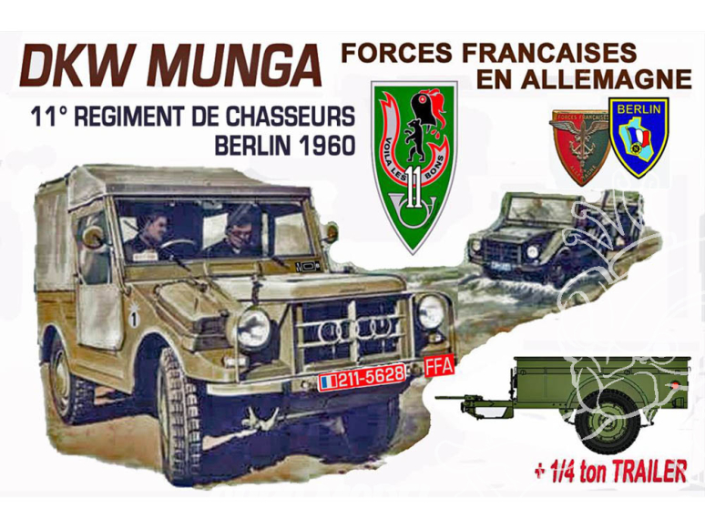 Ace Maquettes Militaire Pack-02 EDITION SPECIALE MUNGA + REMORQUE 1/4 tonne VERSION FRANCAISE 1/72