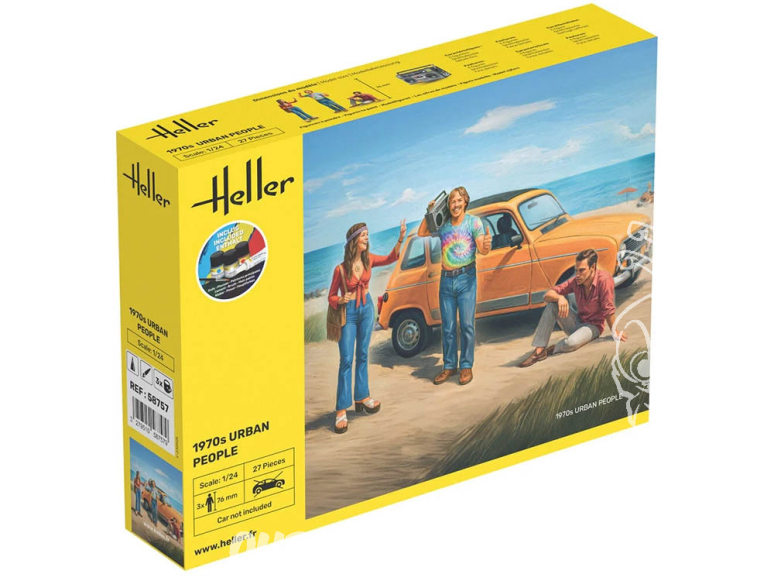 Heller maquette voiture 58757 STARTER KIT Citadins des années 1970 inclus peintures principale colle et pinceau 1/24