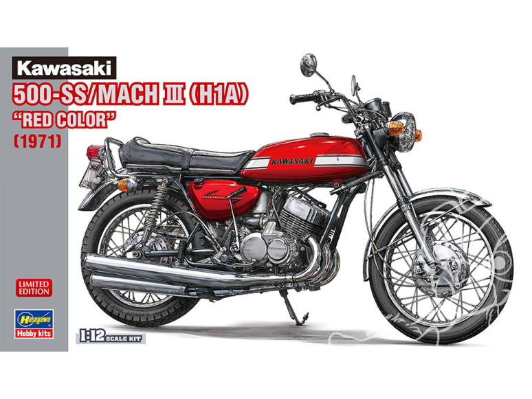 Hasegawa maquette moto 21775 Kawasaki 500-SS / MACH III H1A Rouge 1971 1/12