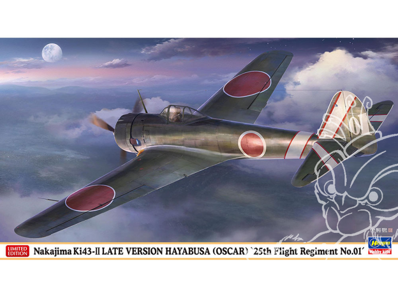 Hasegawa maquette avion 07553 Chasseur Nakajima Ki-43 Type 1 Hayabusa II Modèle tardif 25e escadron n° 01 1/48