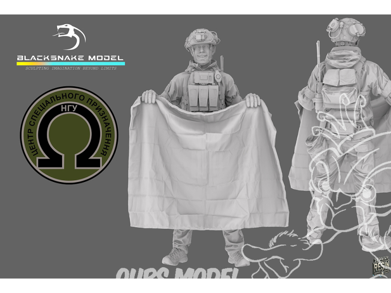 Blacksnake Model figurine UKS-08-16 Soldat Ukrainien Omega figurine 8 Opérateur des forces spéciales Mitrailleur 1/16