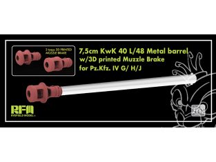 Rye Field Model maquette militaire 2083 Canon métal avec frein de bouche 3D 7,5cm KwK 40L/48 Pz.Kfz. IV G/H/J 1/35