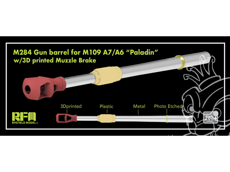 Rye Field Model maquette militaire 2084 Canon métal avec frein de bouche 3D M284 pour M109 A7/A6 Paladin 1/35