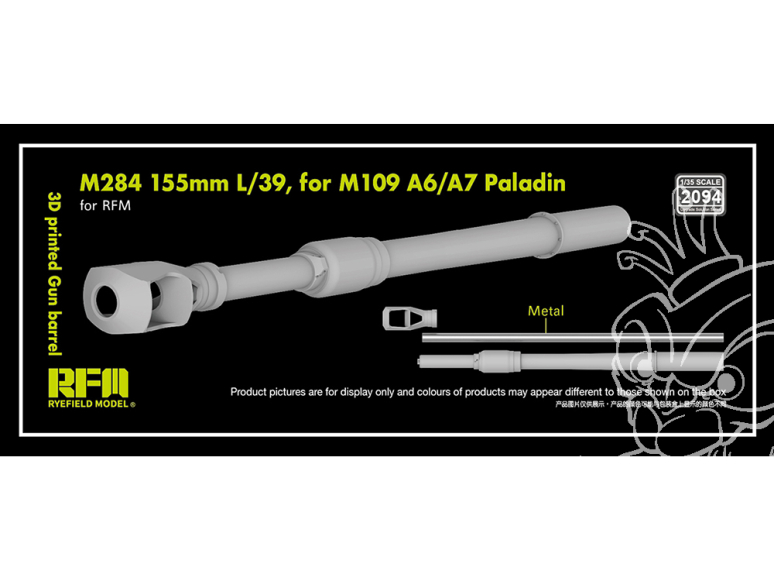 Rye Field Model maquette militaire 2094 Canon résine 3D M284 155mm L/39 pour M109 A6/A7 Paladin 1/35