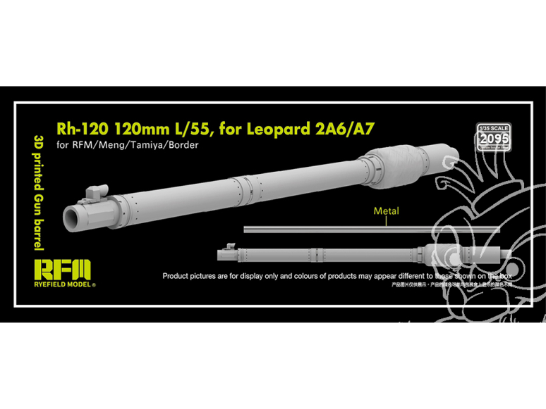 Rye Field Model maquette militaire 2095 Canon résine 3D Rh-120 120mm L/55 pour Leopard 2A6/A7 1/35