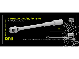 Rye Field Model maquette militaire 2098 Canon résine 3D 88mm KwK 36 L/56 pour Tigre I 1/35