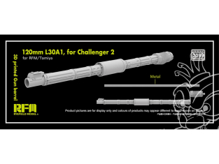 Rye Field Model maquette militaire 2099 Canon résine 3D 120mm L30A1 pour Challenger 2 1/35