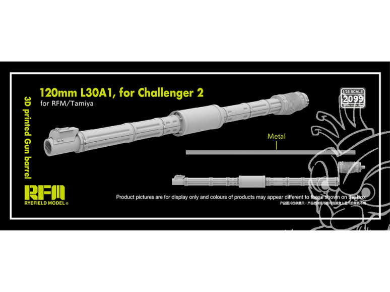 Rye Field Model maquette militaire 2099 Canon résine 3D 120mm L30A1 pour Challenger 2 1/35