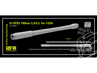Rye Field Model maquette militaire 2101 Canon résine 3D D-10T2S 100mm L/53.5 pour T-55A 1/35