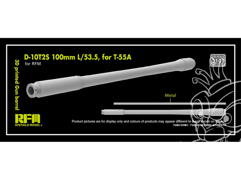 Rye Field Model maquette militaire 2101 Canon résine 3D D-10T2S 100mm L/53.5 pour T-55A 1/35