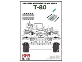 Rye Field Model maquette militaire 3025 Chenilles maillon par maillon T-80 1/35