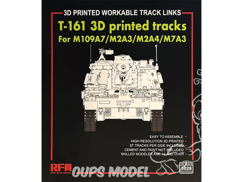 Rye Field Model maquette militaire 3028 Chenilles maillon par maillon T-161 pour M109A7 / M2A3 / M2A4 / M7A3 1/35