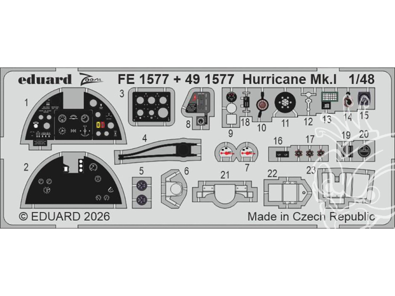 EDUARD photodecoupe avion 491577 Amélioration Hurricane Mk.I Arma Hobby 1/48