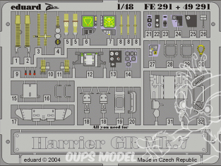 EDUARD photodecoupe avion 49291 Amélioration Harrier Gr Mk.7 Hasegawa 1/48