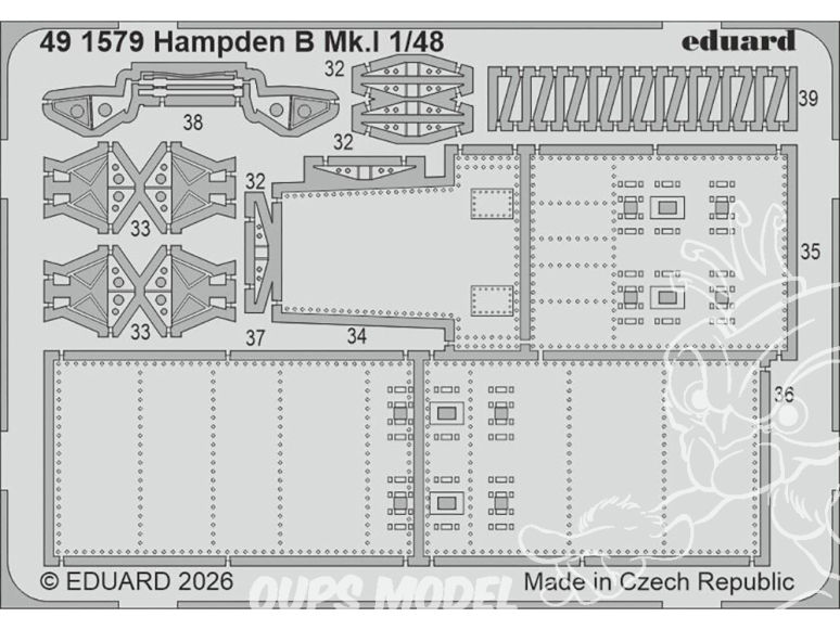 EDUARD photodecoupe avion 491579 Amélioration Hampden B Mk.I Icm 1/48