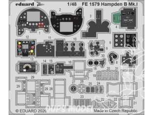 EDUARD photodecoupe avion FE1579 Zoom amélioration Hampden B Mk.I Icm 1/48