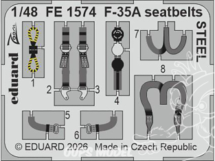 EDUARD photodecoupe avion FE1574 Harnais métal F-35A Italeri 1/48
