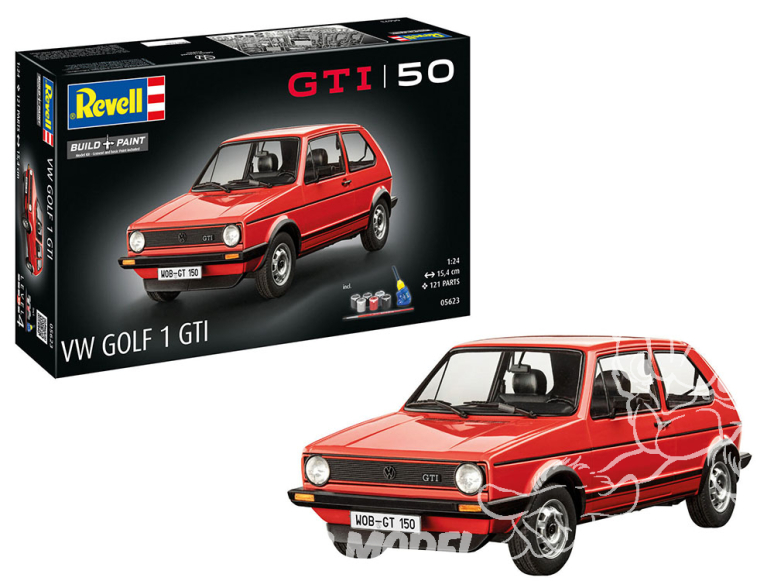 Revell maquette 05623 Model Set Coffret 50 ans de VW Golf 1 GTi avec peinture et accessoires de base 1/24