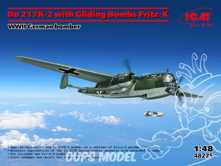 Icm maquette avion 48275 Do 217K-2 avec des bombes planantes Fritz-X 1/48