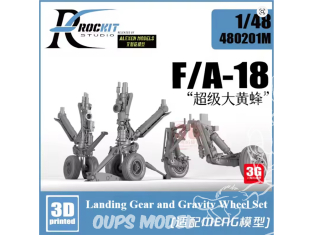 Rockit Studio 480201H F/A-18 E/F E/A-18G Train d'atterrissage avec roues resine kit Hasegawa 1/48