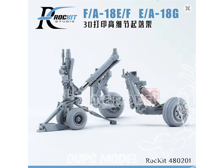 Rockit Studio 480201M F/A-18 E/F E/A-18G Train d'atterrissage avec roues resine kit Meng 1/48