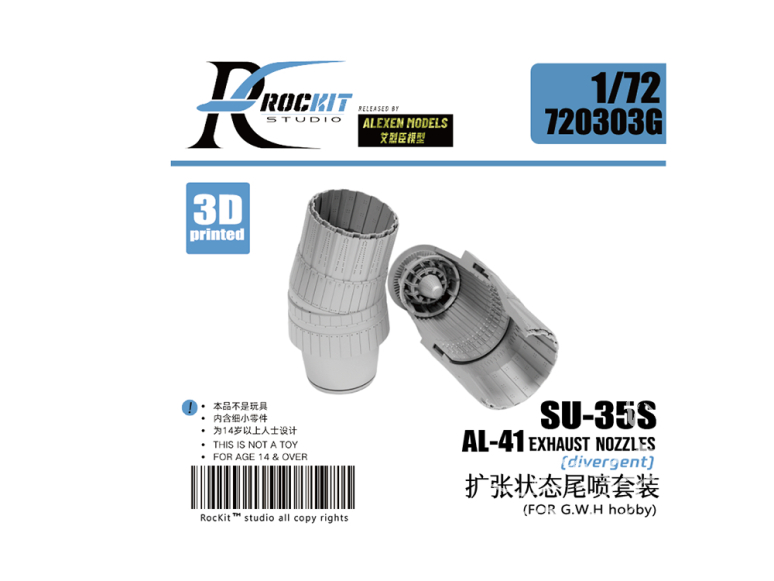 Rockit Studio 720303G Buses d'échappement SU-35S AL-41 pour GWHobby 1/72