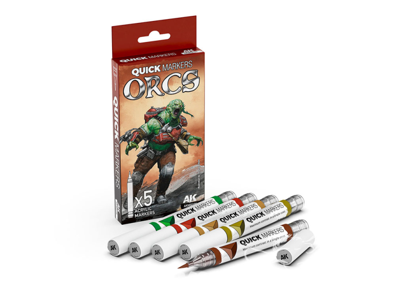 Ak Interactive AKMQ106 Quick Markers Set Orcs 5 Marqueurs