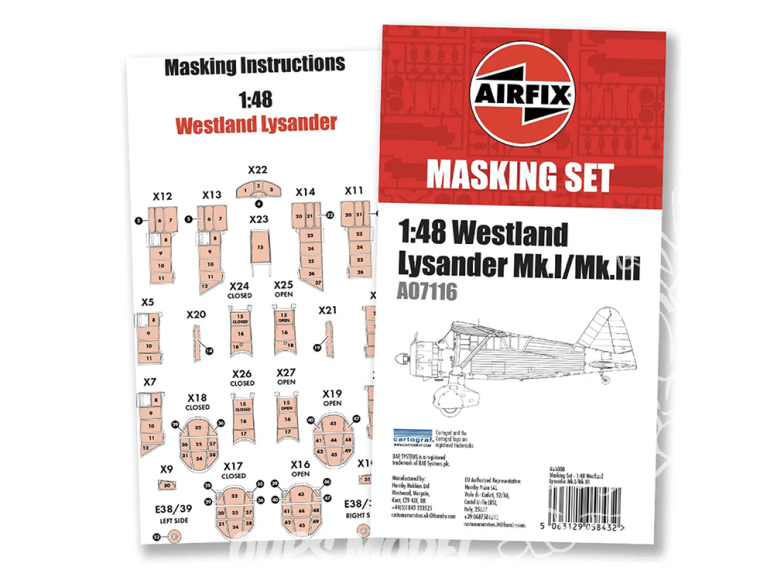 AIRFIX maquettes avion A65008 Masque peinture pour Westland Lysander A7116 1/48