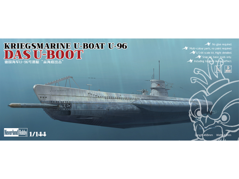 NeverlandHobby maquette Sous-Marin 8001 Kriegsmarine U-Boat U-96 Das U-Boot 1/144