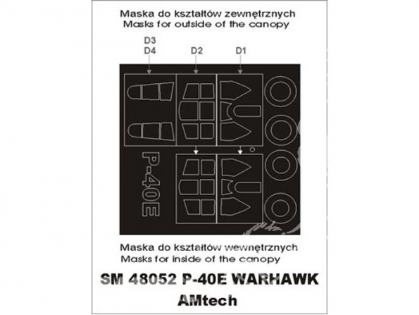 Montex Mini Mask SM48052 Curtiss P-40E Warhawk Amtech 1/48