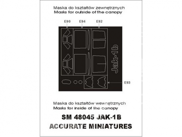 Montex Mini Mask SM48045 Yak-1B Accurate Miniatures 1/48