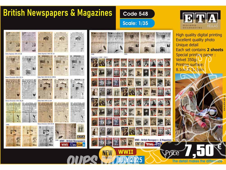 ETA diorama 548 Journaux et magazines britanniques de la Seconde Guerre mondiale 1/35