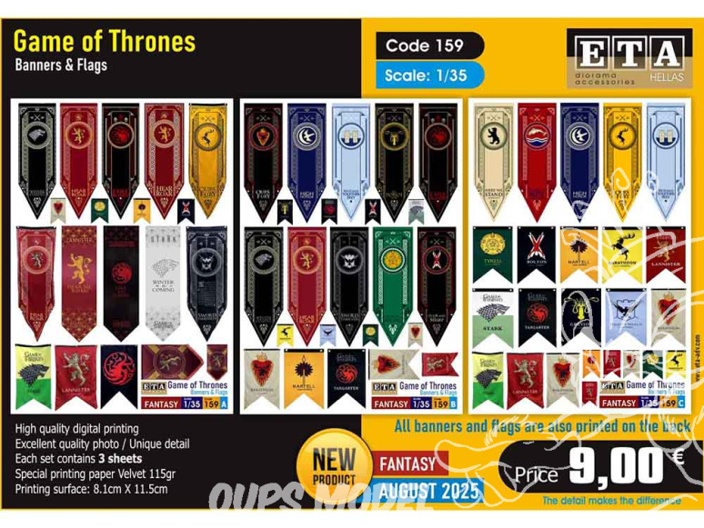 ETA diorama 159 Game of Thrones Bannières et drapeaux 1/35