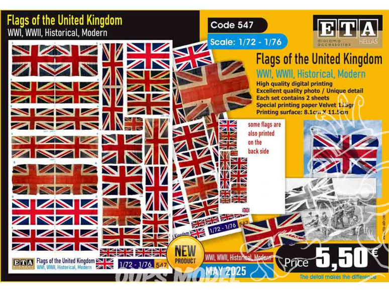 ETA diorama 547 Drapeaux du Royaume-Uni 1/72 1/76
