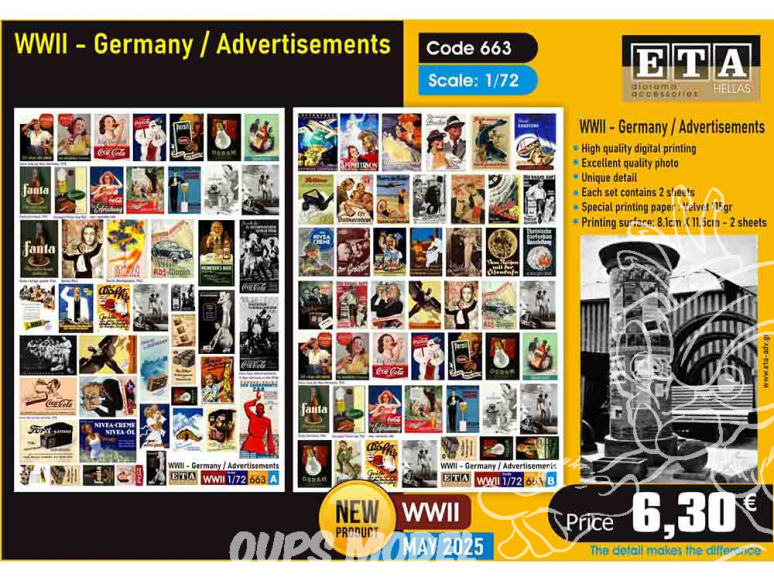 ETA diorama 663 Seconde Guerre mondiale Allemagne Publicités 1/72 1/76