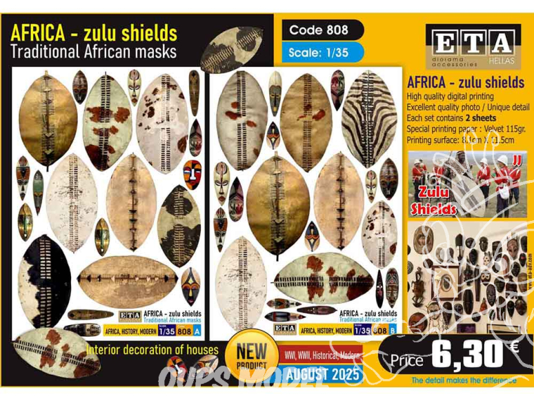 ETA diorama 808 Boucliers zoulous et masques traditionnels africains 1/35