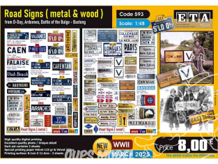 ETA diorama 593 Seconde Guerre mondiale Panneaux de signalisation façon métal et bois 1/48