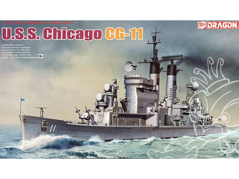 DRAGON maquette bateau 7121 USS Chicago CG-11 1/700