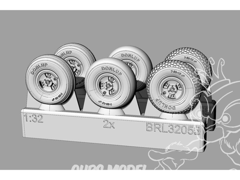Brengun kit amelioration avion BRL32055 Jeu de roues Spitfire à 3 rayons 3 types de pneus 1/32