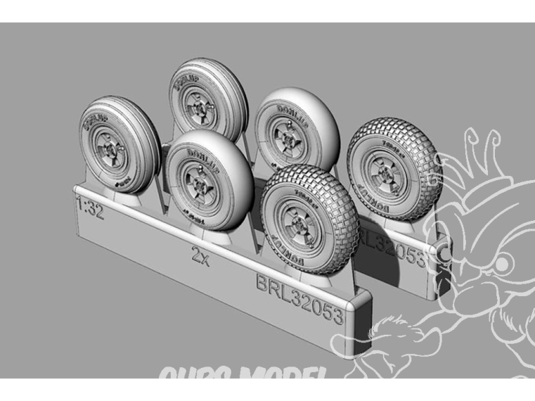 Brengun kit amelioration avion BRL32053 Jeu de roues Spitfire à 4 rayons 3 types de pneus 1/32