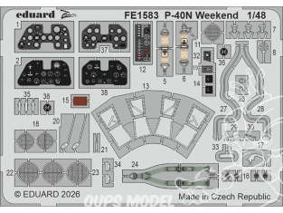 EDUARD photodecoupe avion FE1583 Zoom amélioration P-40N WeekEnd Eduard 1/48