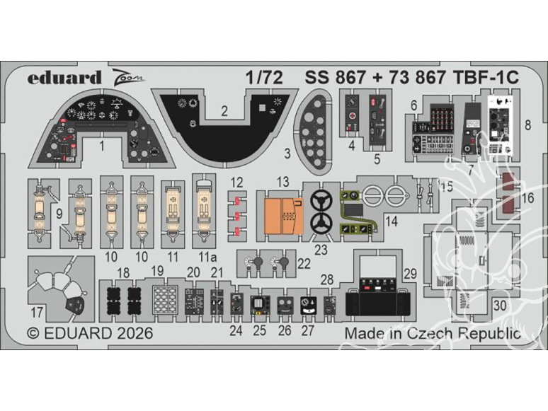 Eduard photodecoupe avion SS867 Zoom amélioration TBF-1C Hobby Boss 1/72