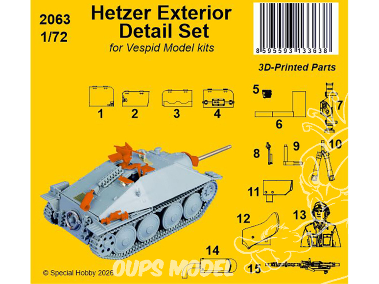 Cmk kit resine 2063 Hetzer Exterior Detail Set pour kits Vespid Model 1/72