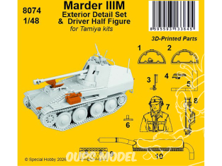 Cmk kit 8074 Ensemble de détails extérieurs Marder IIIM et Buste du conducteur kit Tamiya 1/48