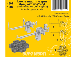 CMK kit resine 4507 Mitrailleuse Lewis deux avec viseurs à anneau bille et réflecteur pour Lysander kit Airfix 1/48