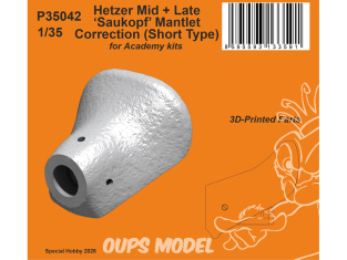 Special Hobby 3D Print militaire P35042 Correction du manteau Hetzer Mid + Late Saukopf type court kit Academy 1/35