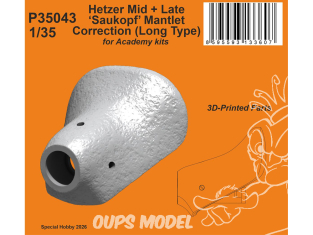 Special Hobby 3D Print militaire P35043 Correction du manteau Hetzer Mid + Late Saukopf Type long kit Academy 1/35