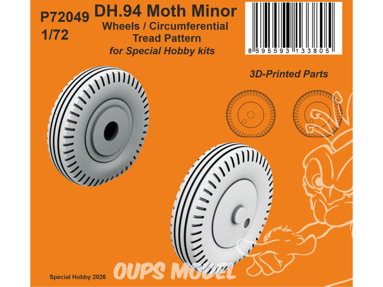 Special Hobby 3D Print avion P72049 Roues DH.94 Moth Minor Profil de bande de roulement circonférentiel kits Special Hobby 1/72