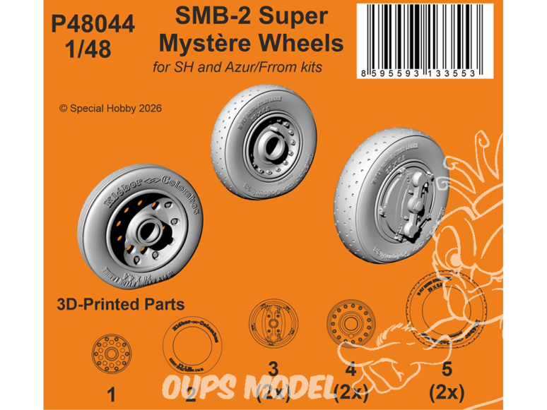 Special Hobby 3D Print P48044 Roues SMB-2 Super Mystère kit Special Hobby, Azur et Frrom 1/48