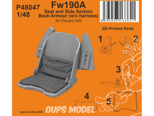 Special Hobby 3D Print P48047 Protection section dorsale et latérale pour siège Fw190A sans harnais kit Eduard 1/48